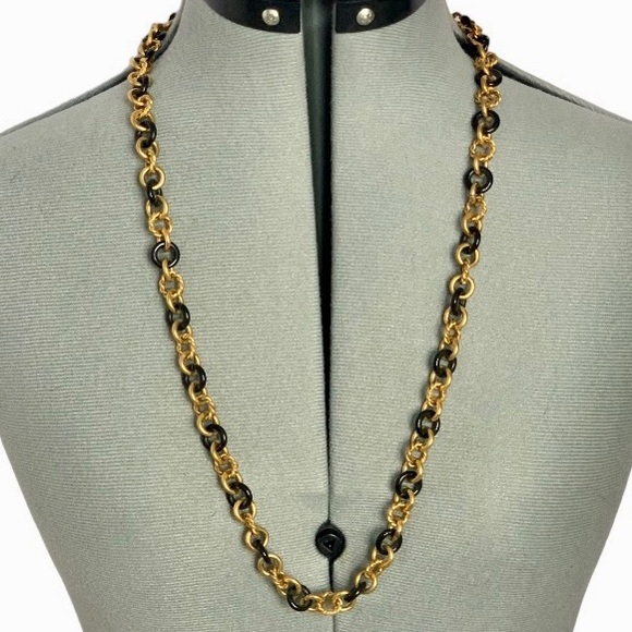 Juicy Couture chain link necklace black and gold - Picture 1 of 2